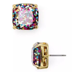 kate spade Multicolor Glitter Square Stud Earrings with Gold Setting